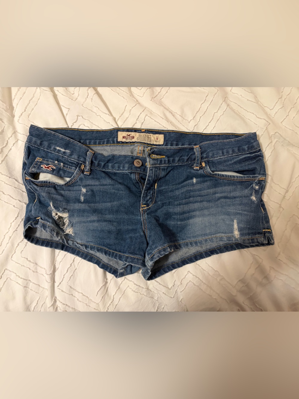 Vintage Hollister Distressed Denim Shorts in Blue